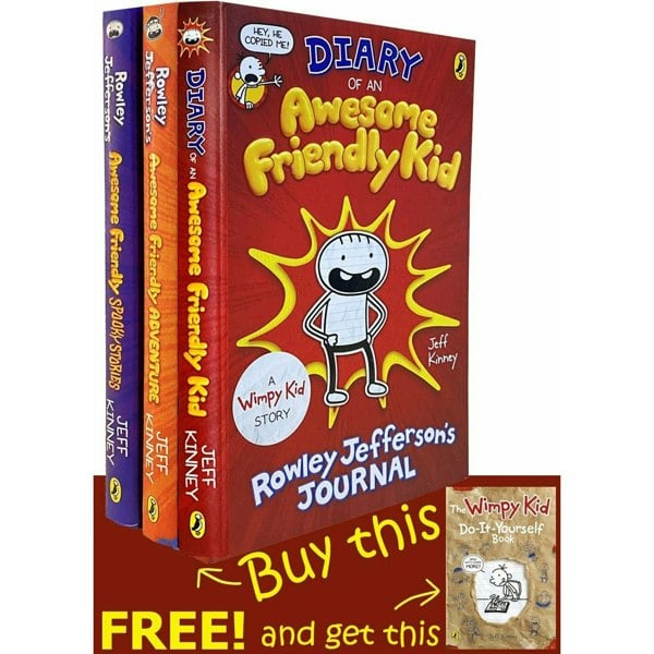 Diary Of An Awesome Friendly Kid Collection 4 Books Set by Jeff Kinney