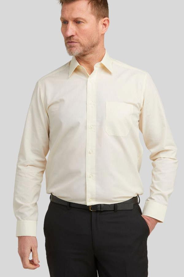 Cream Classic Easy Care Long Sleeve Shirt