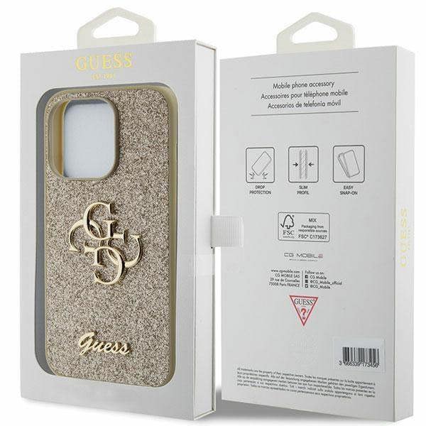 Guess Glitter Script Big 4G Case for iphone 15 Pro 6.1" Gold - GUHCP15LHG4SGD