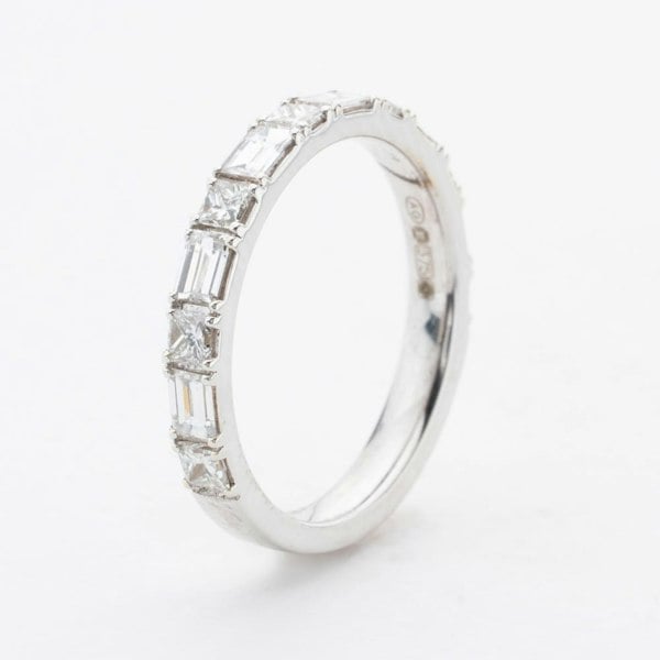 T. H. Baker 9ct White Gold Princess & Baguette Cut Diamond Half Eternity Ring XPB-260-090-9W-H/I-6506