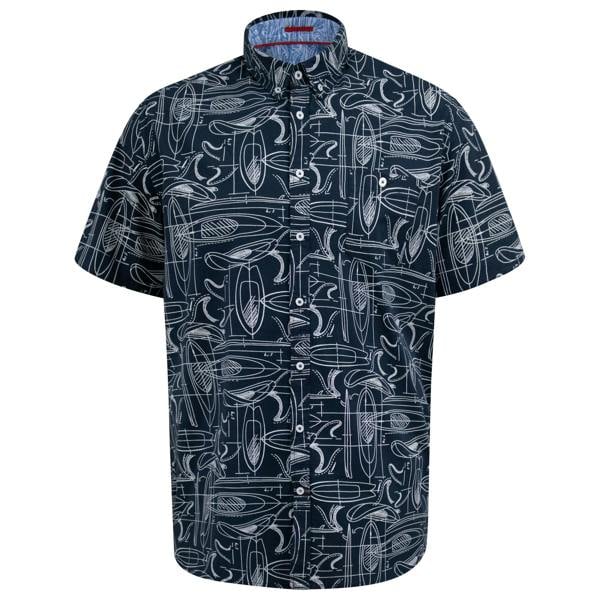 Duke Mens D555 Worthing Surfboard Short-Sleeved Shirt - Navy - 