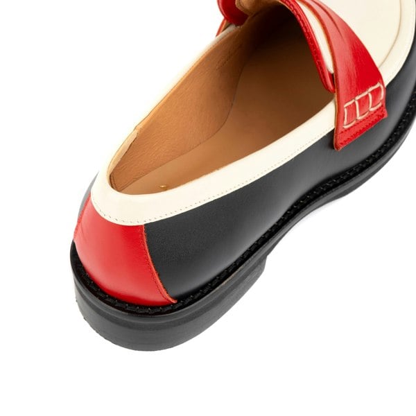 Embassy London Kay - Red & Cream & Black - Women's leather dressy almond toe penny loafer