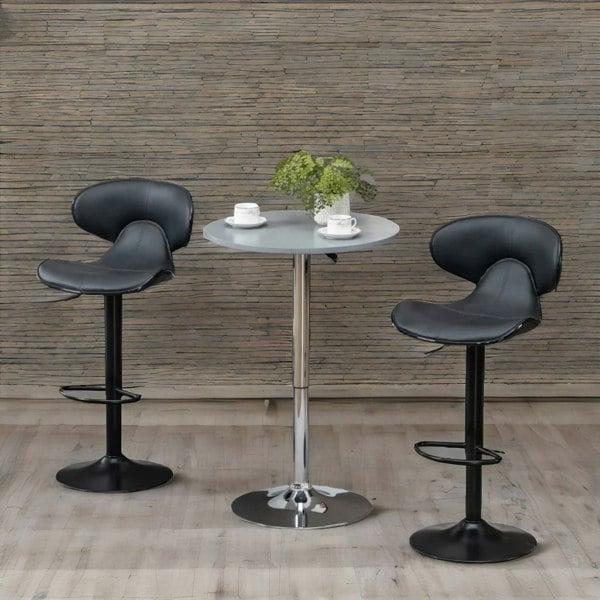 Rafaelo Mobilia Set Of 2 Grey Adjustable Swivel & Adjustable Height