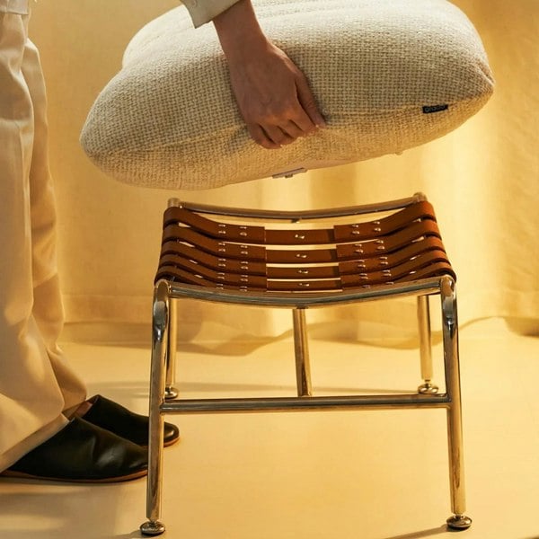 Weilai Concept Prasad Lounge Chair Armchair With Ottoman, Real Leather