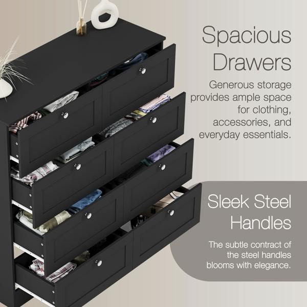Vida Designs Altino 8 Drawer Chest, Black