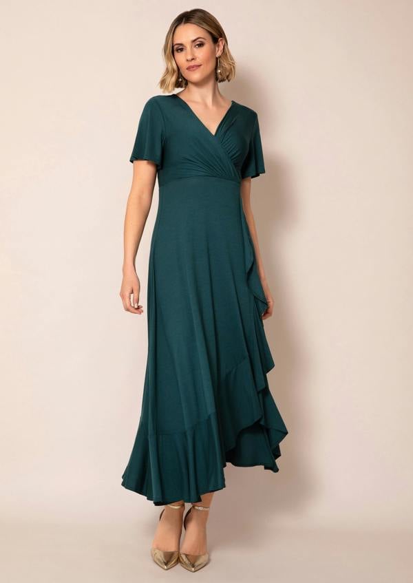 Alie Street London Waterfall Dress Petite (Pine Green)