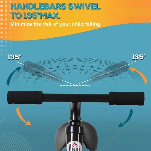 Kids black balance bike handlebar with swivel joint for safe steering