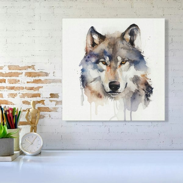 Warren Reed Wolf Watercolour Canvas