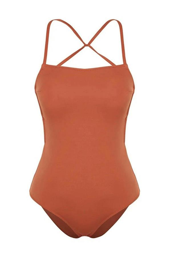 WOVCOR Backless Square Neck Covered Hipster Swimsuit