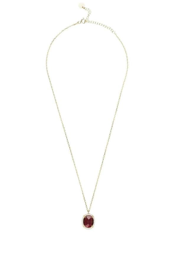 Beatrice Oval Gemstone Pendant Necklace Gold Garnet - LATELITA Necklaces