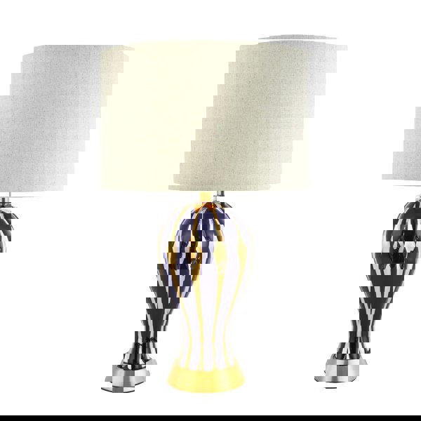 Traditional Glossy Navy Midnight Blue and Polished Gold Ceramic Table Lamp Base Image 4