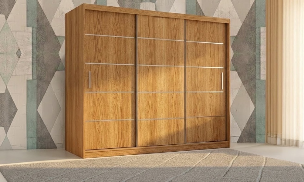 RAC3 Stylish Bedroom Sliding Wardrobe  -  comes in White/Grey/Black/Oak and Width 120cm/150cm/180cm/203cm/250cm (Black, 120cm)