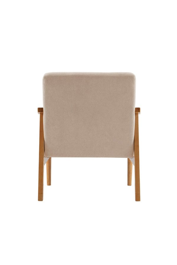 Living and Home Beige Terry Cloth Casual Upholstered Armchair with Rubberwood Wood Frame