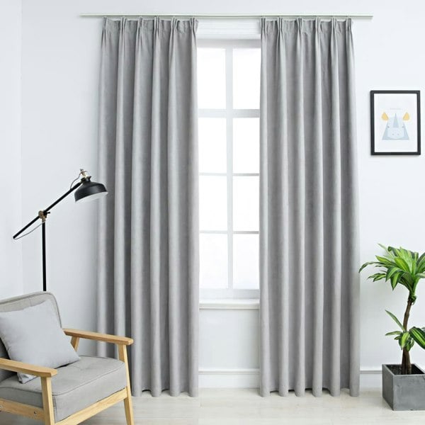 Berkfield Blackout Curtains with Hooks 2 pcs Grey 140x175 cm