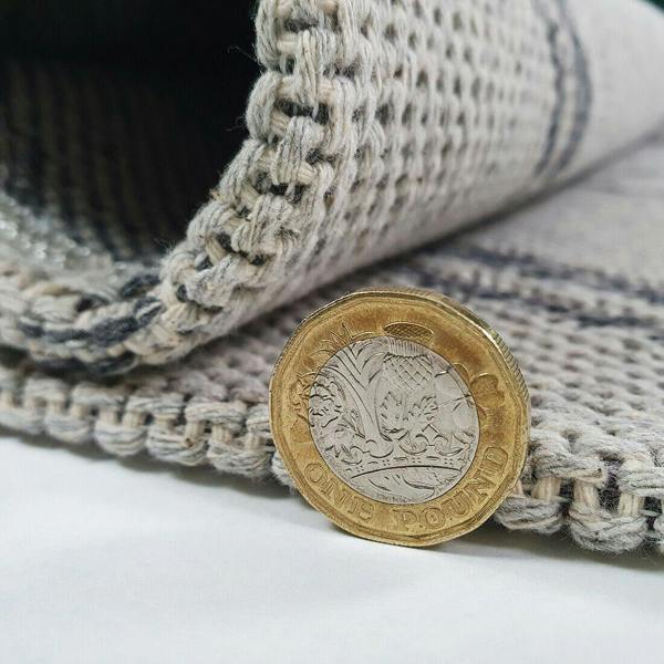 Runner Rug Geometric 100% Cotton Washable Woven Carpet Natural Diamond Patterned Mat - 75x300cm