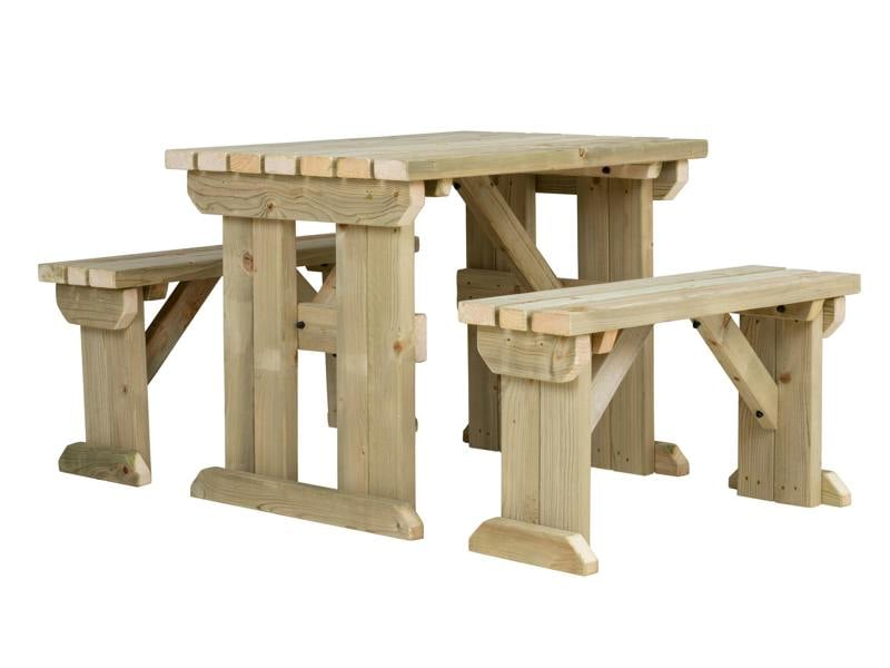 Aspen Picnic Table and Benches Set - Wooden Outdoor Dining Set for Gardens and Patios