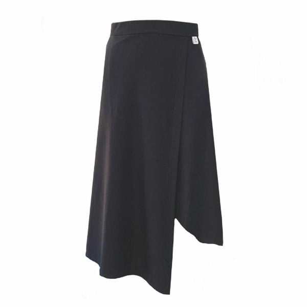 Frock Tales Lotus Midi Skirt With Asymmetric Hem And Wrap - Black