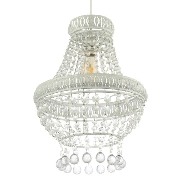 Vintage and Ornate White Metal Pendant Light Shade with Clear Acrylic Image 5