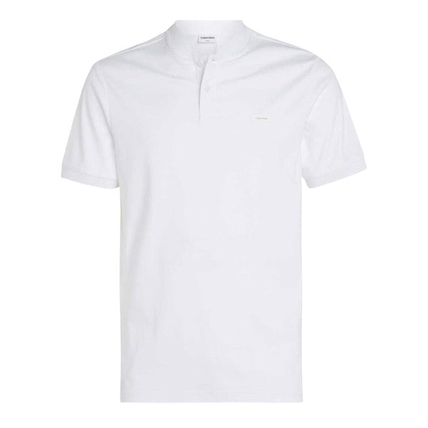 Calvin Klein Mens Cotton Standing Collar Polo Shirt - White