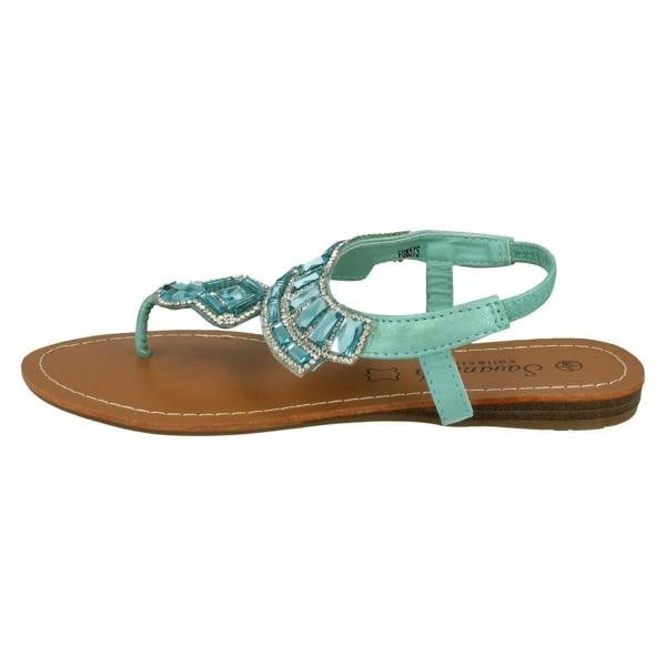 Savannah Ladies Savannah Flat Diamante Jewel Trim Toe Post Sandal