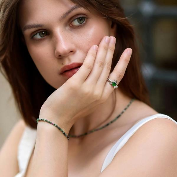 Spero London Fine Red Green Tourmaline Sterling Silver Bracelet