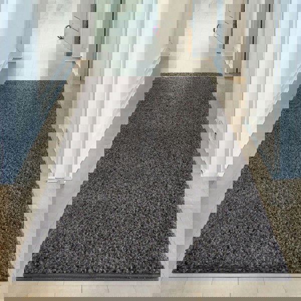 Dark Grey Shaggy Rug High quality Plain Design