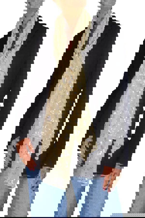 Paulo Due Silver Hearts Lightweight Cotton Scarf