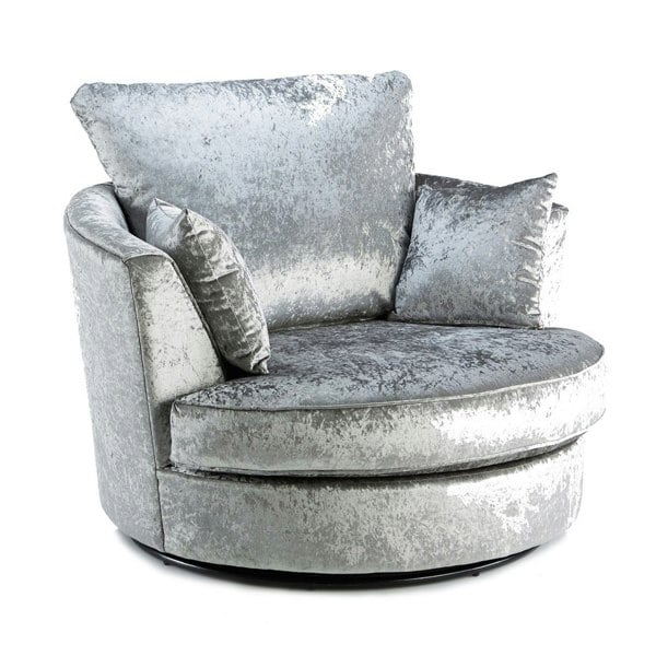 Furnishings For Less Crystal Crushed Velvet Swivel Chair