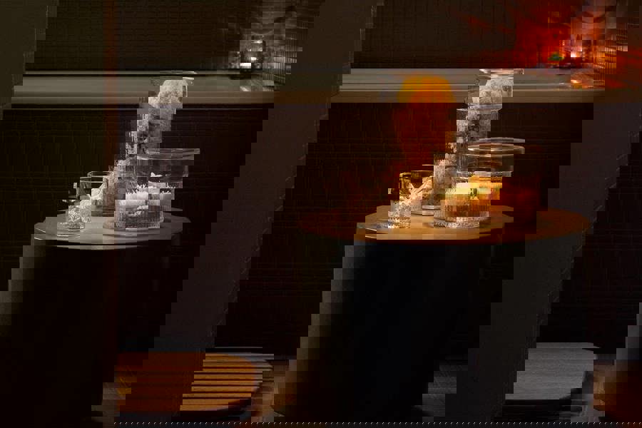 LSA Glass Tealight Holder with Handle 9cm Clear