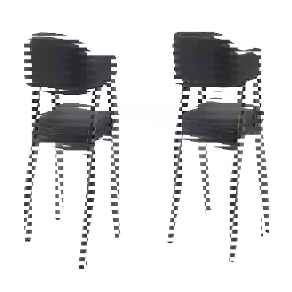 MMT Furniture Designs Dining Chairs Set of 2, Wrap Around Armchair, Vintage Design in Tan, Grey, or Black for Sophisticated Spaces (Black)