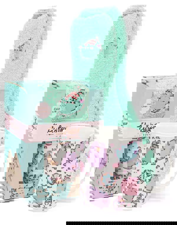 Pusheen Womens Green Multi Character Mug and Sock Gift Set (One Size)