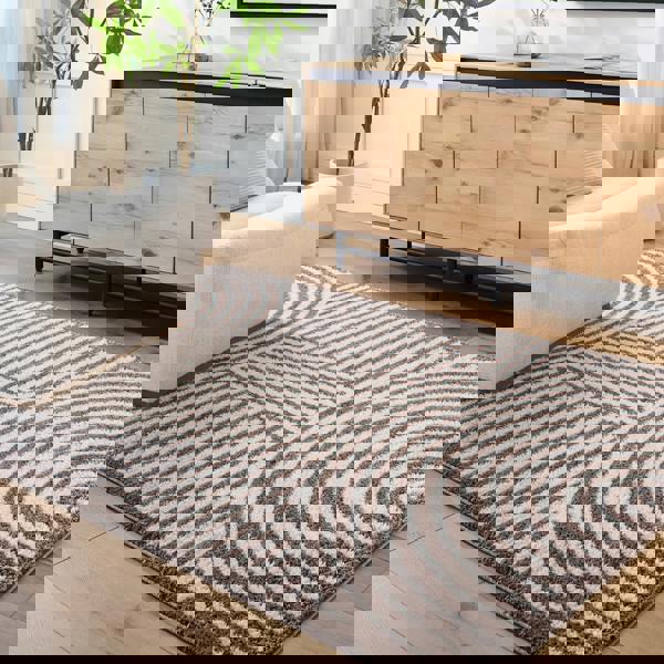 Livabliss Fossay Shag-Washable Beige Brown Modern High Pile Rug