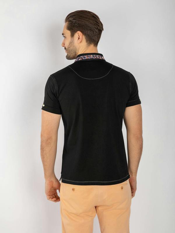 SIGNATURE POLO SHIRT WITH ORNAMENTAL INSERT - Claudio Lugli Shirts