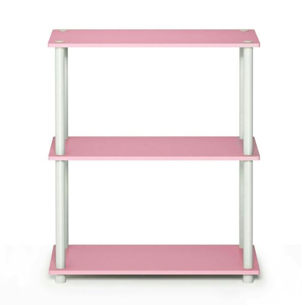 WALPLUS Compact Turn-N-Tube 3-Tier Compact Multipurpose Shelf Display Rack, Pink/White for Home Office