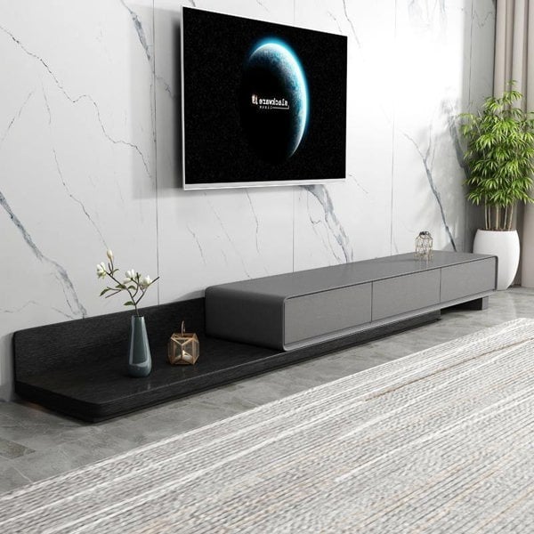 Pina Extendable TV Stand, Plywood-Weilai Concept-Grey+Black-Weilai Concept