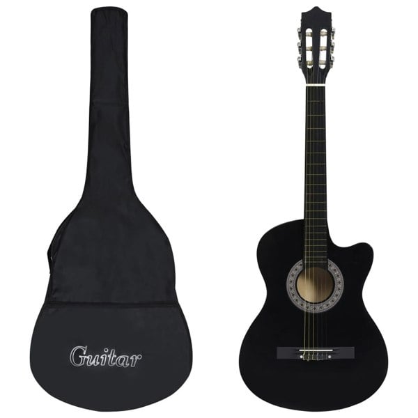 Berkfield 12 Piece Western Classical Guitar Set with 6 Strings Black 38"