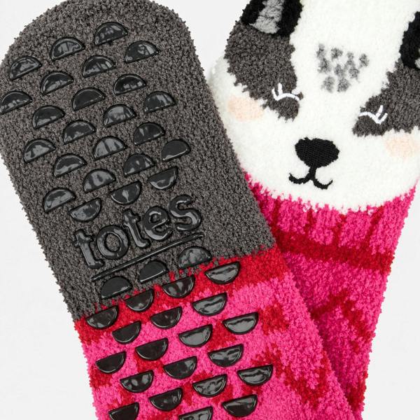 Totes NOVELTY SUPER SOFT SLIPPER SOCKS Slipper Socks Slipper Socks   in  Red