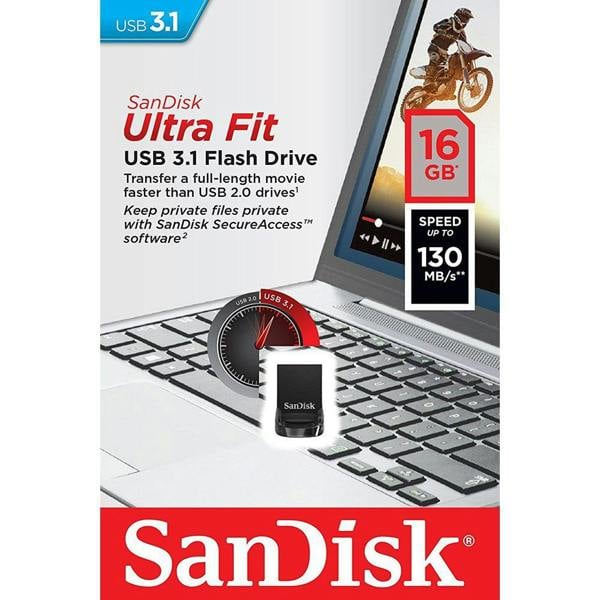 SanDisk Ultra Fit USB 3.2 Flash Drive 16GB