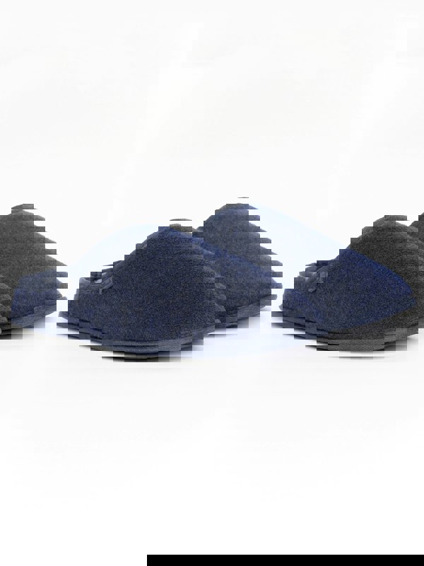 Crosshatch Miyabi Fur Slipper Mule Navy