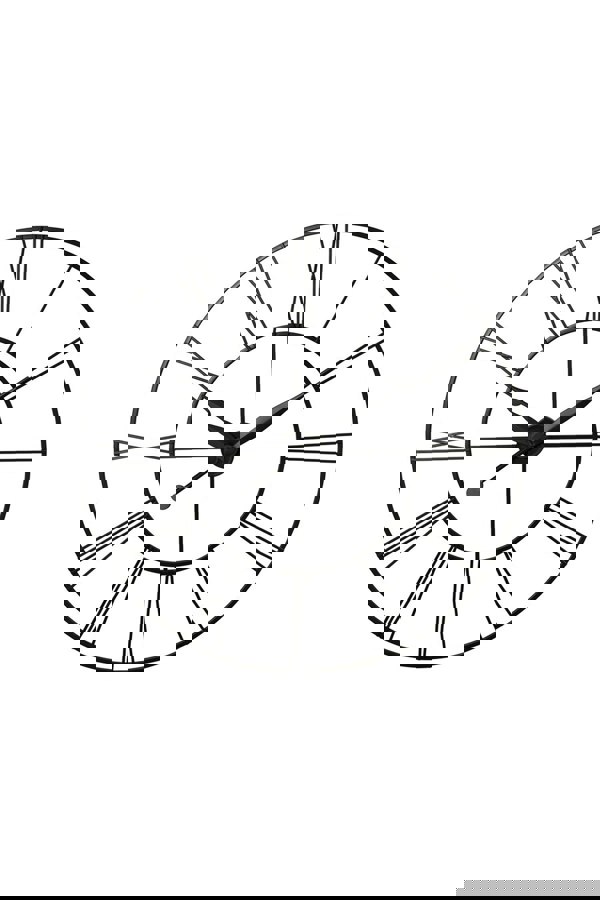 Living and Home 60cm Dia Vintage Cut-Out Roman Numeral  Metal Wall Clock