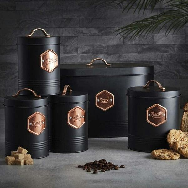 Cooks Professional 5 Piece Kitchen Storage Set | Black / Copper