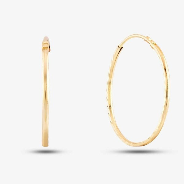 T. H. Baker 9ct Yellow Gold Sleeper Hoop Earrings SE929