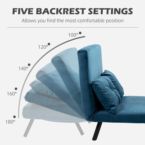 Wyld Haus Lenasu Nasa Velvet Blue 4 In One Convertible Double Sofa Bed With Cushions
