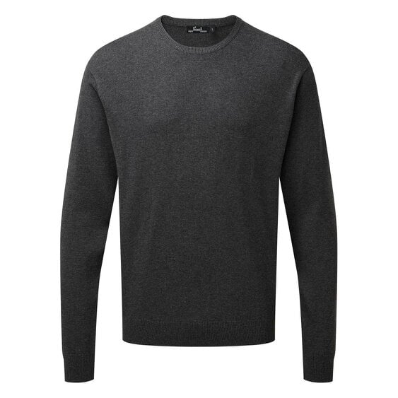 Premier Mens Knitted Cotton Crew Neck Sweatshirt - Charcoal