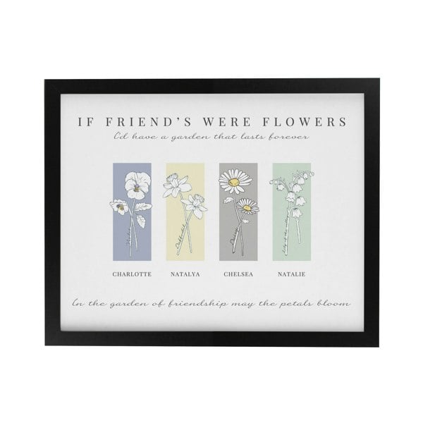 Personalised Memento Company Personalised Birth Flower Family of 4 Black Framed Print