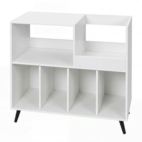 Levede Record Player Stand 300+ Album Storage Turntable Cabinet Rubber Wood White