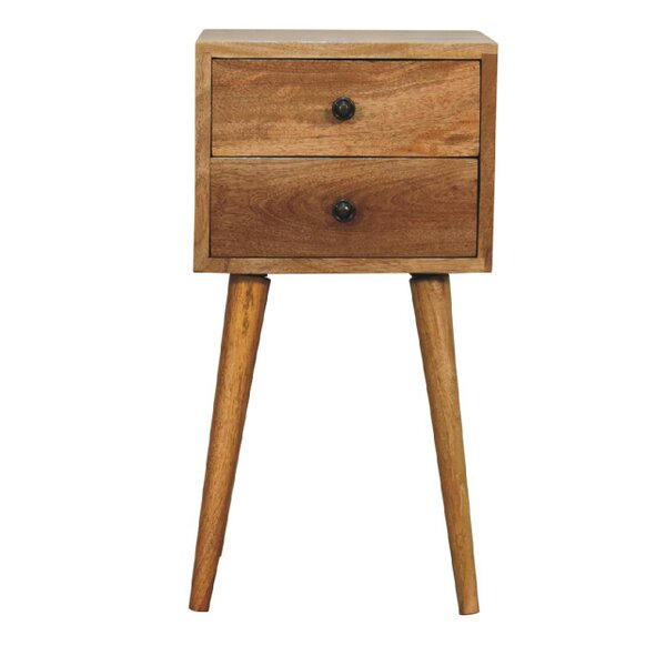 Wyld Haus Parma Small 2 Drawer Oak Mango Wood Bedside Table 2 Drawers