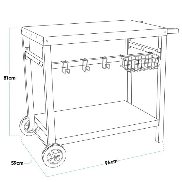 Dellonda DG45 Barbecue Trolley Action shot - dimension diagram