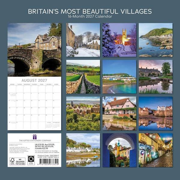 Britain's Most Beautiful Villages Calendar 2027, Wall Calendars, Month To View, Travel, Gift