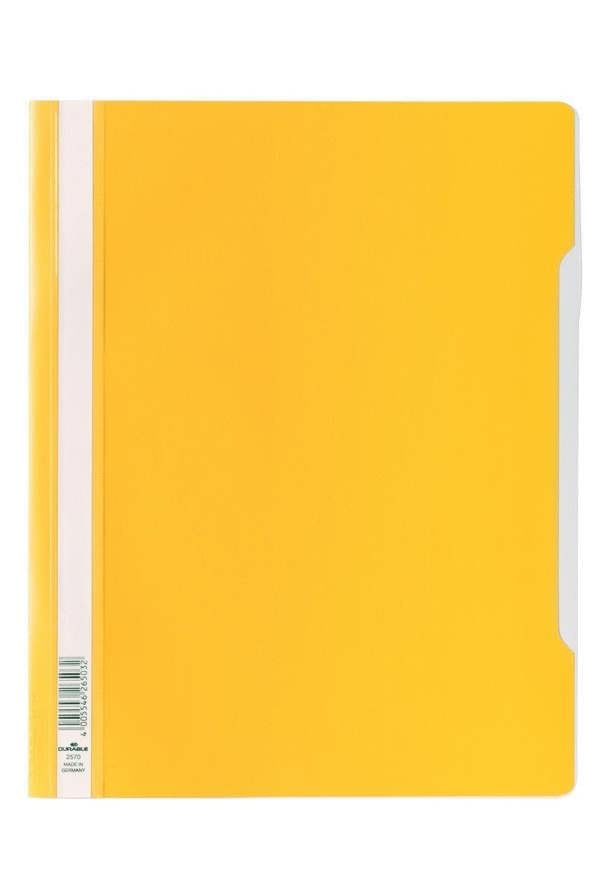Durable Clear View Project Folder Document Report File | 50 Pack | A4 Yellow